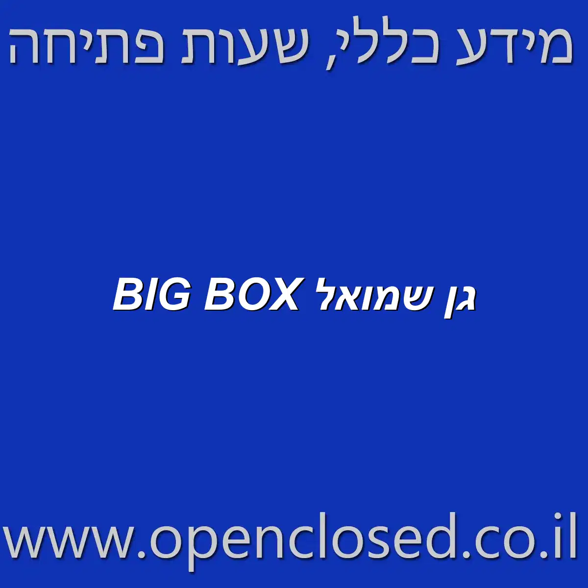 BIG BOX גן שמואל