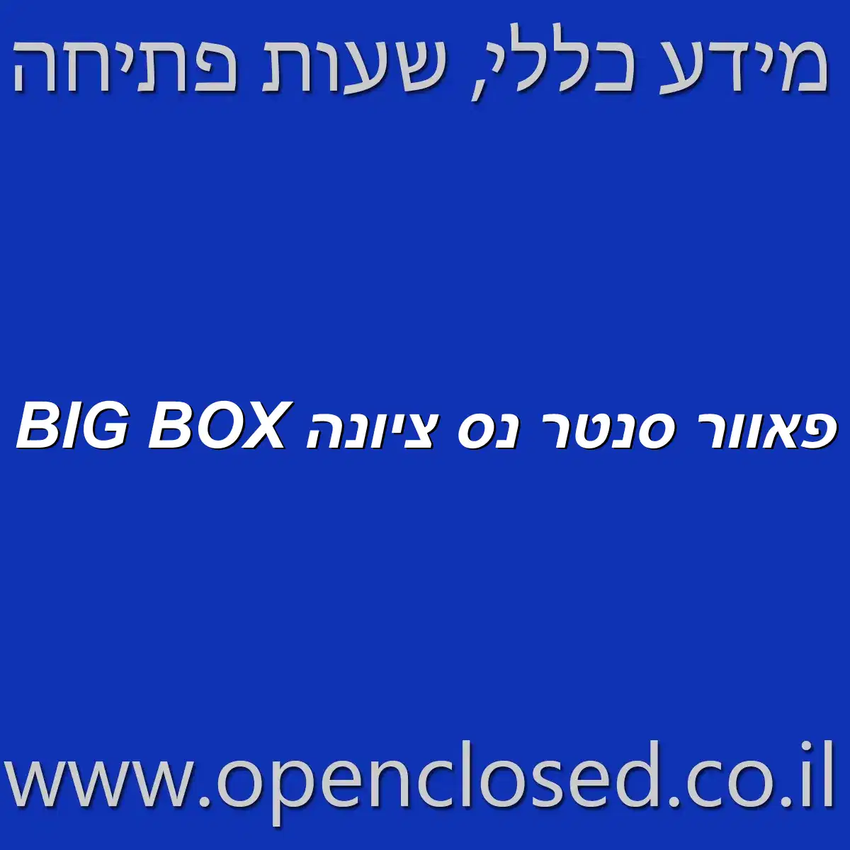 BIG BOX פאוור סנטר נס ציונה