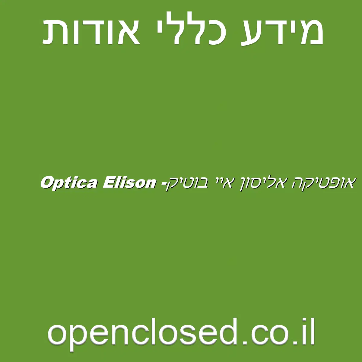 אופטיקה אליסון איי בוטיק- Optica Elison