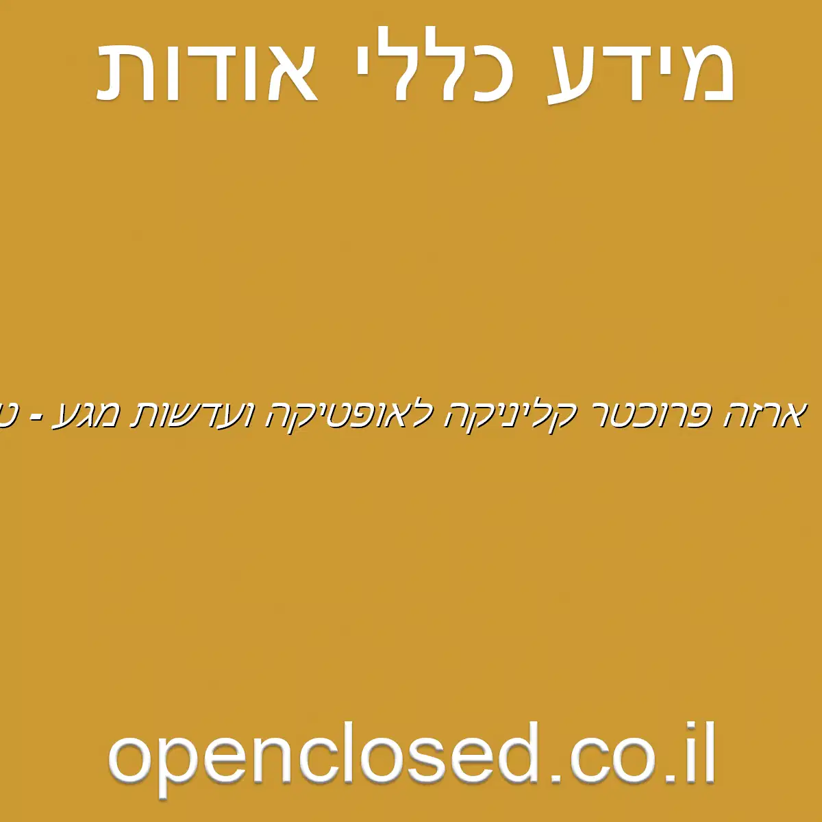 ארזה פרוכטר קליניקה לאופטיקה ועדשות מגע – טיפול