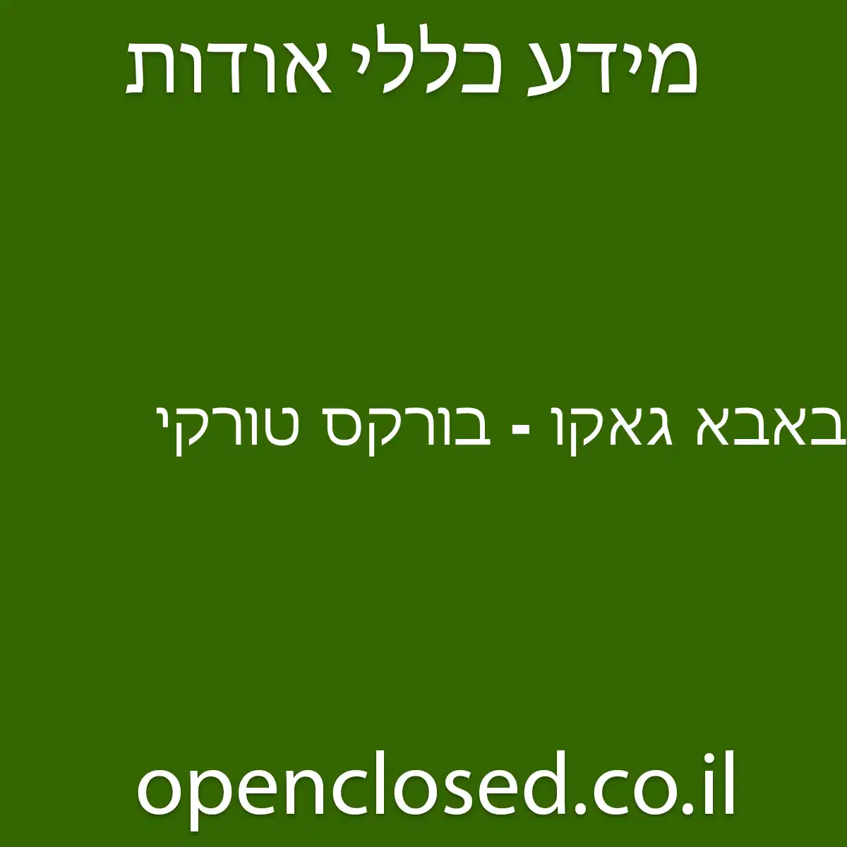 באבא גאקו – בורקס טורקי