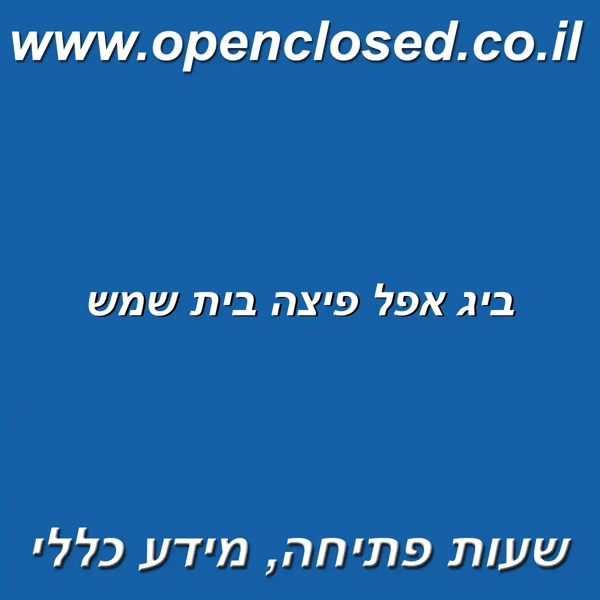 ביג אפל פיצה בית שמש