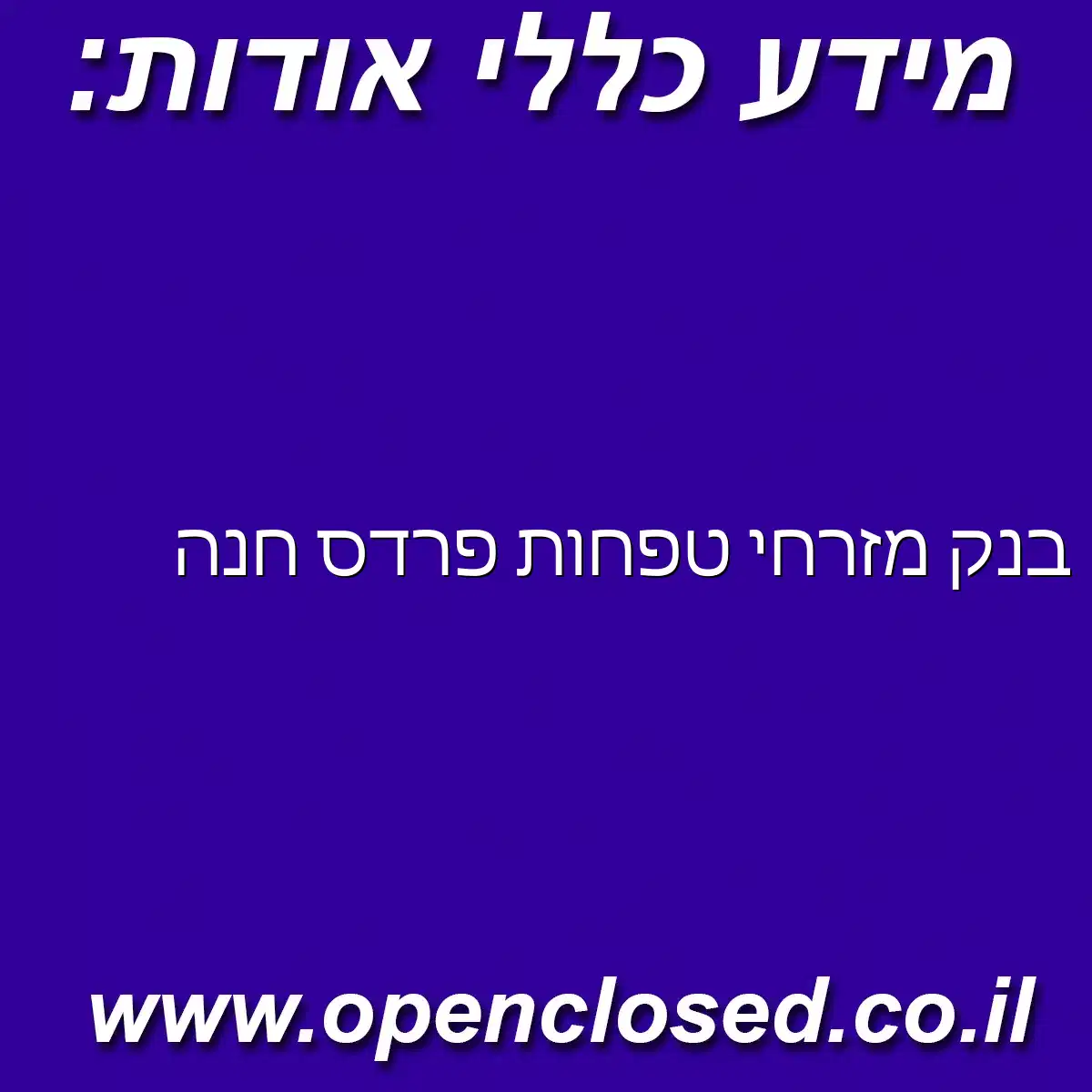 בנק מזרחי טפחות פרדס חנה