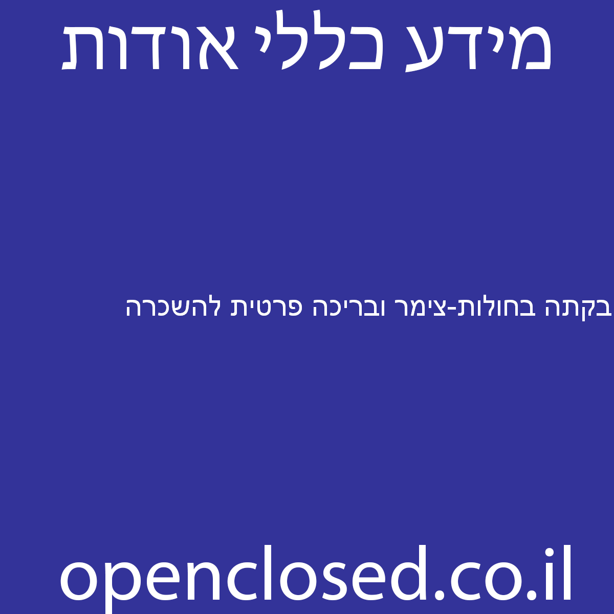 בקתה בחולות-צימר ובריכה פרטית להשכרה