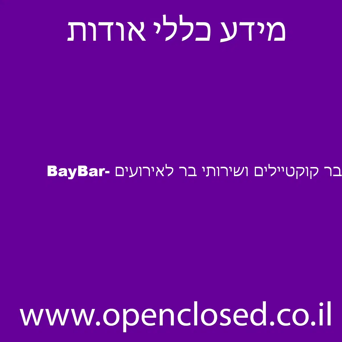 בר קוקטיילים ושירותי בר לאירועים -BayBar