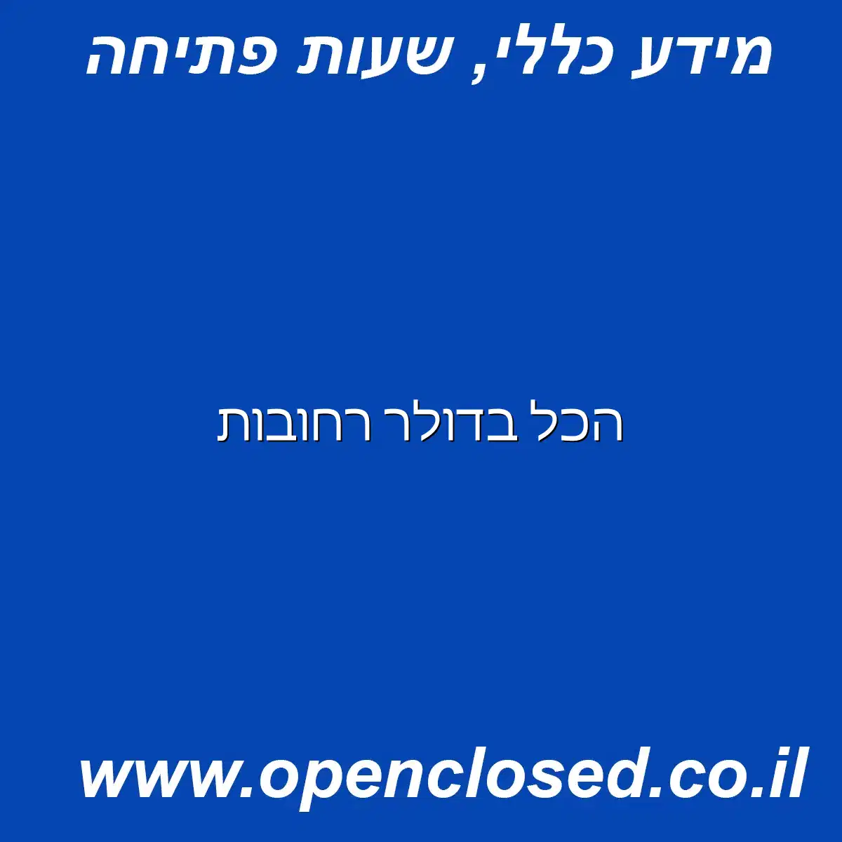 הכל בדולר רחובות