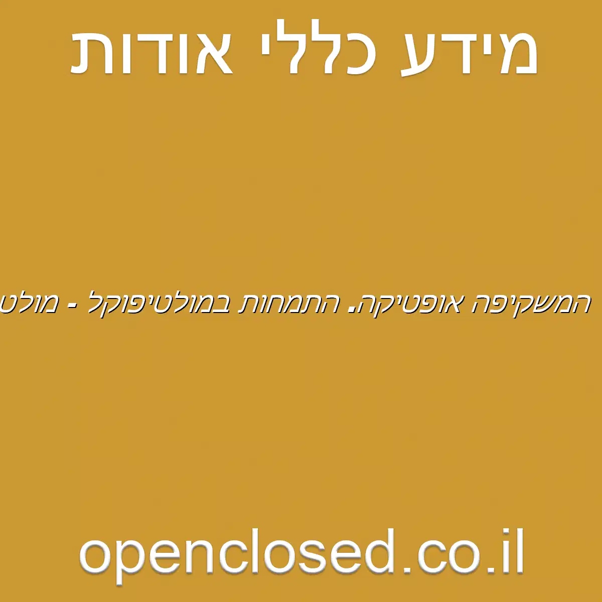 המשקיפה אופטיקה. התמחות במולטיפוקל – מולטיסטיילינג