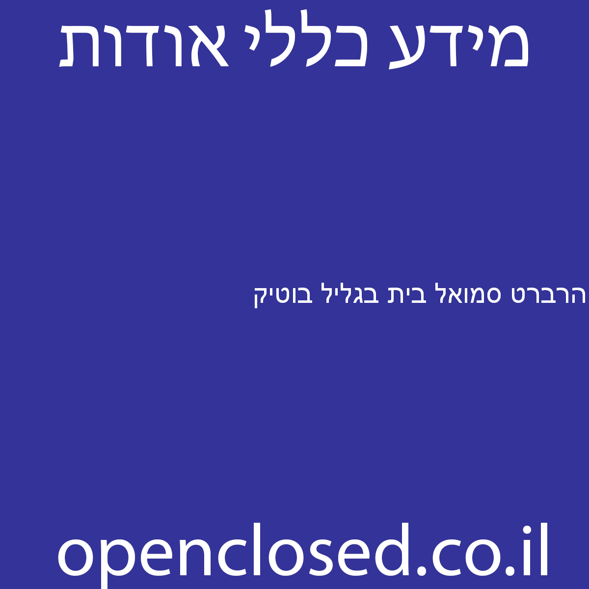 הרברט סמואל בית בגליל בוטיק