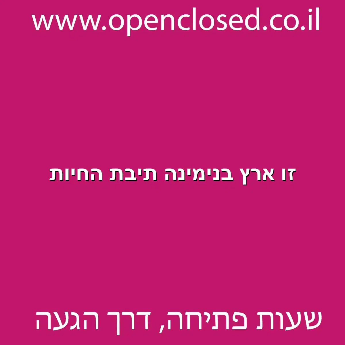 זו ארץ בנימינה תיבת החיות