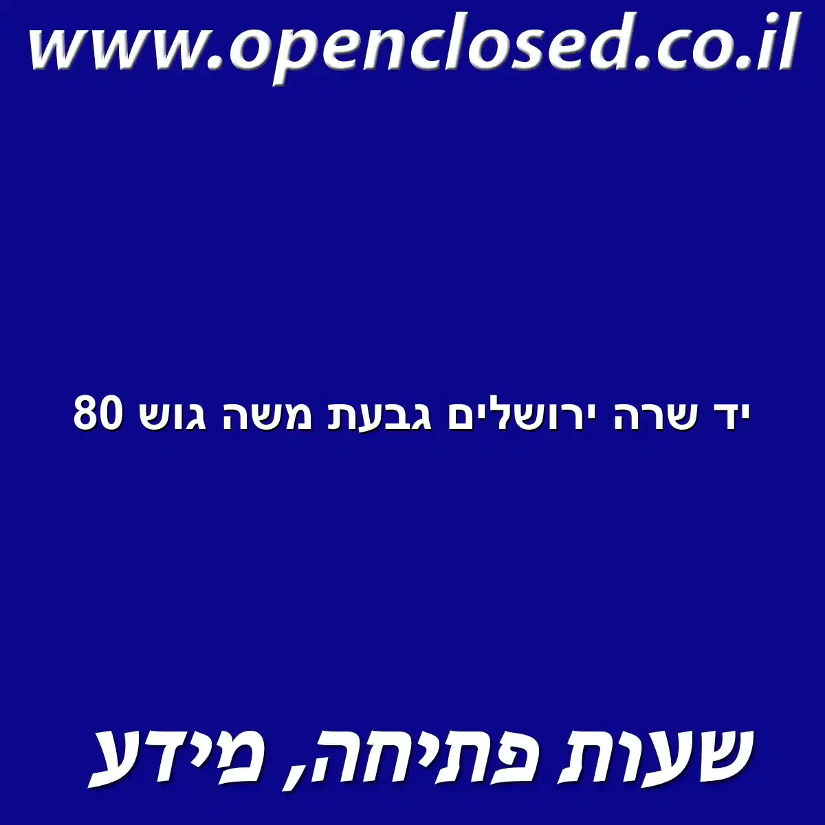 יד שרה ירושלים גבעת משה גוש 80