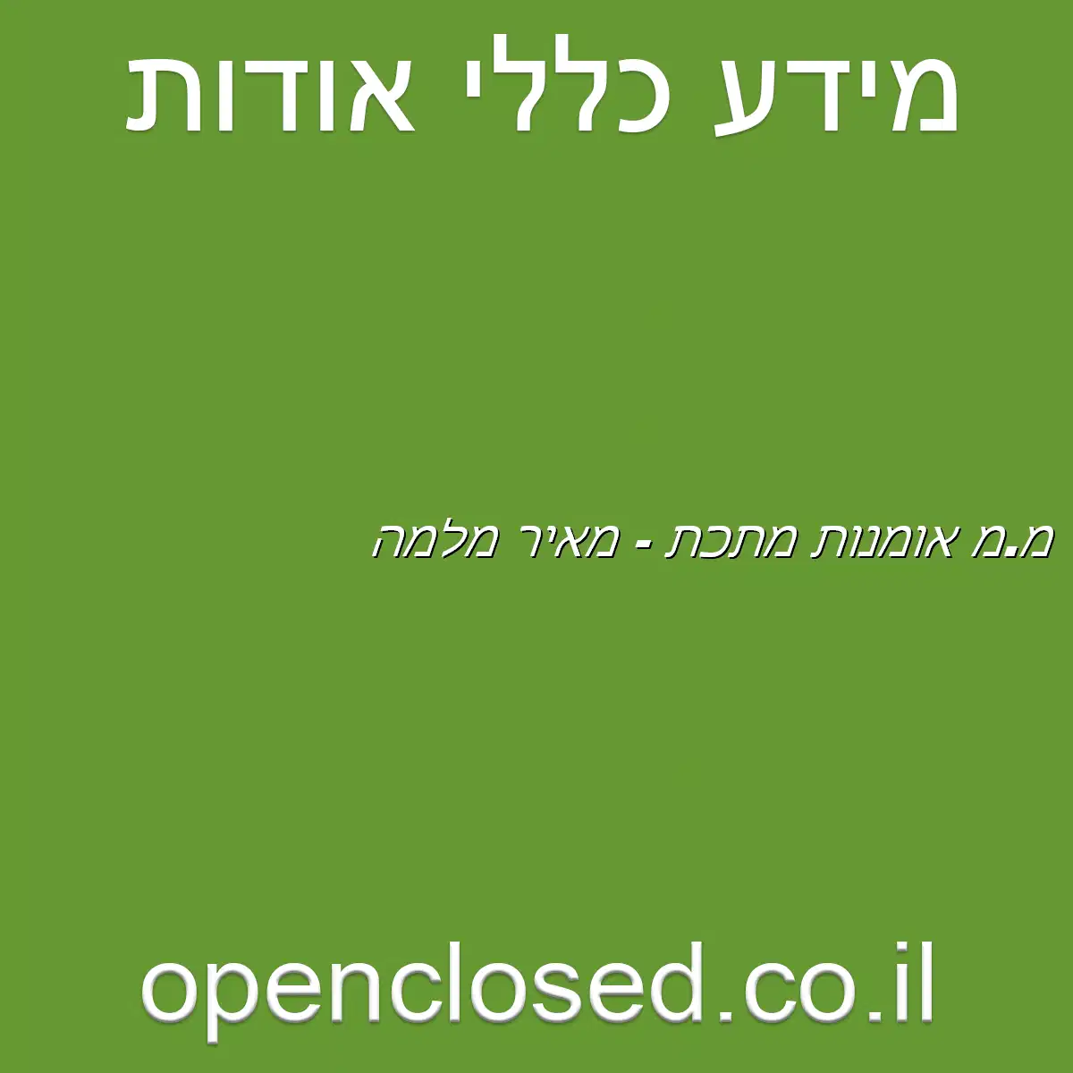 מ.מ אומנות מתכת – מאיר מלמה