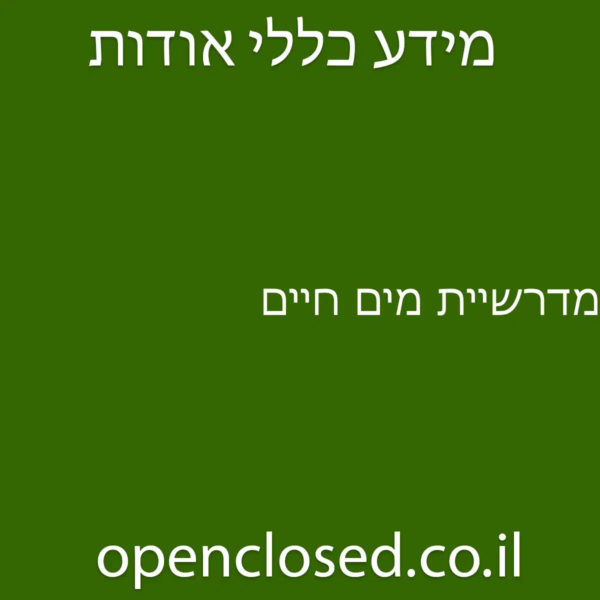 מדרשיית מים חיים