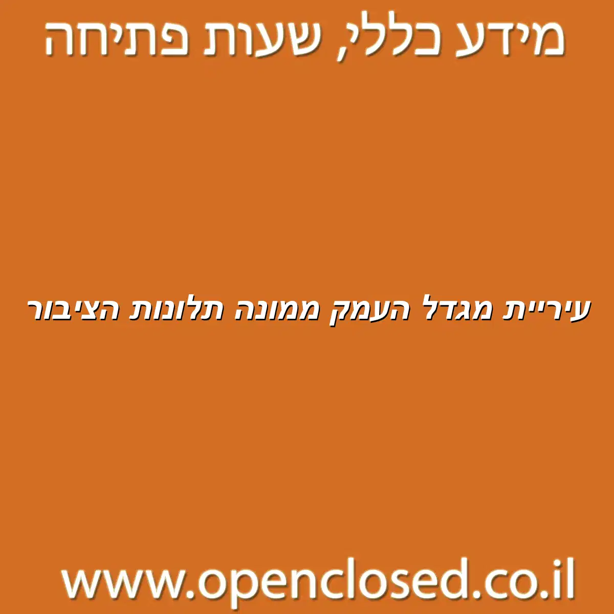 עיריית מגדל העמק ממונה תלונות הציבור